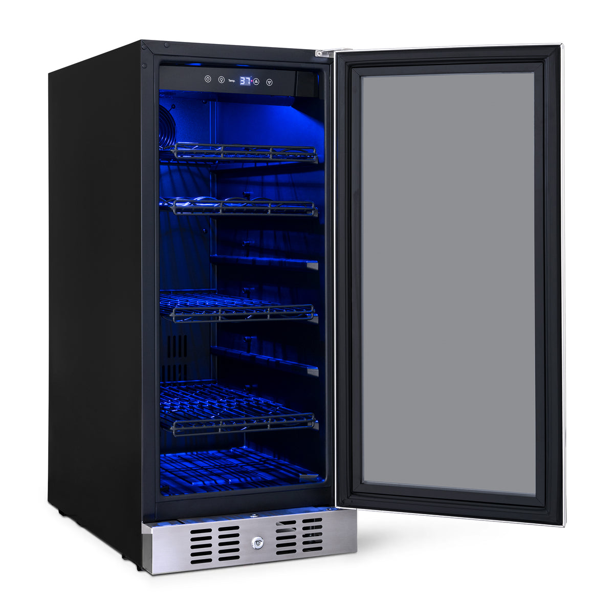 Newair® 80-Can, 33-Bottle Built-in Stainless Steel Beverage Fridge - 15"
