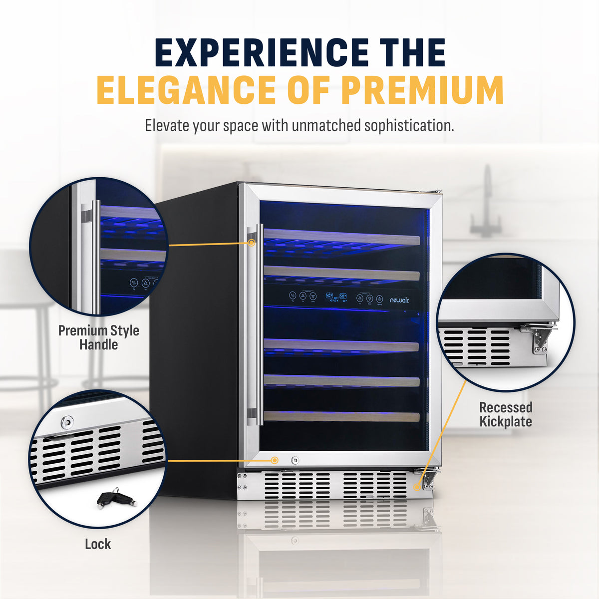 Newair® Premium 46-Bottle Built-In Dual Zone Wine Fridge in Stainless Steel - 23.5"