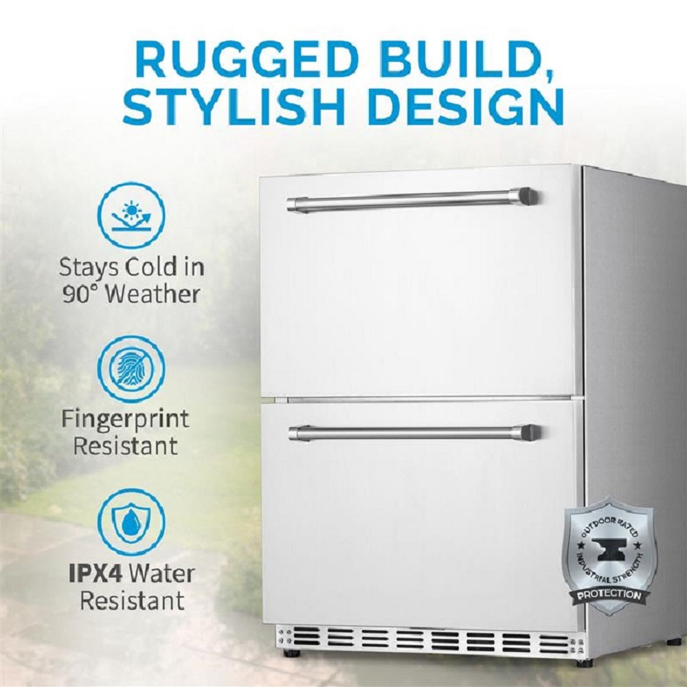 Newair® 24" 4.0 Cu. Ft. Commercial Built-In Stainless Steel Dual Drawer Beverage Fridge 23.6"
