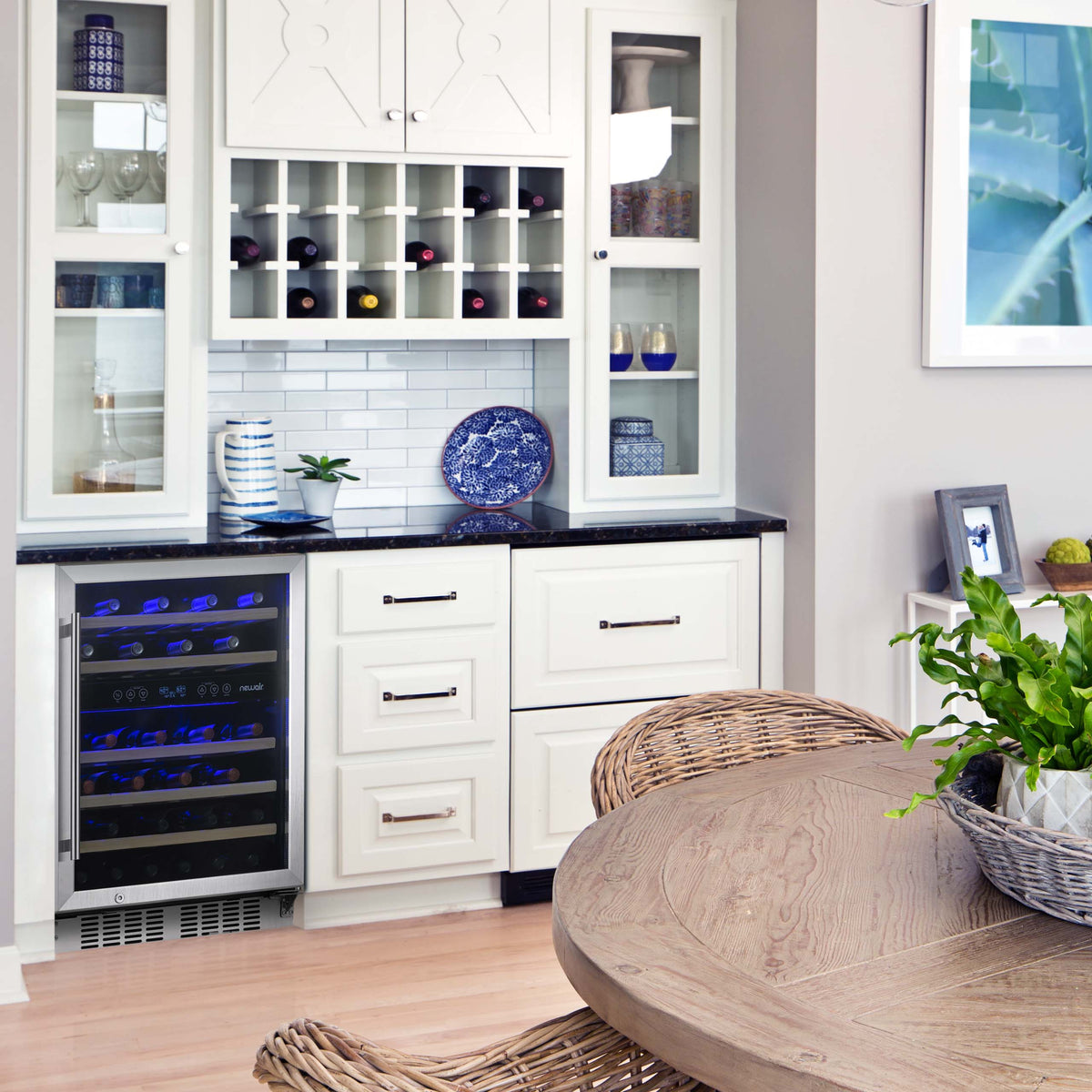 Newair® Premium 46-Bottle Built-In Dual Zone Wine Fridge in Stainless Steel -  23.5"