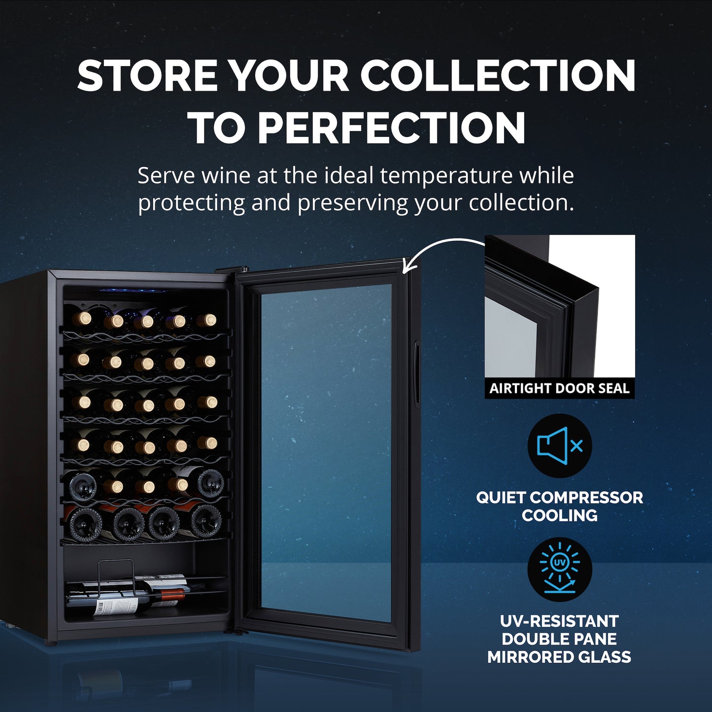 Newair® 34-Bottle 18.7" Black Freestanding Wine Fridge