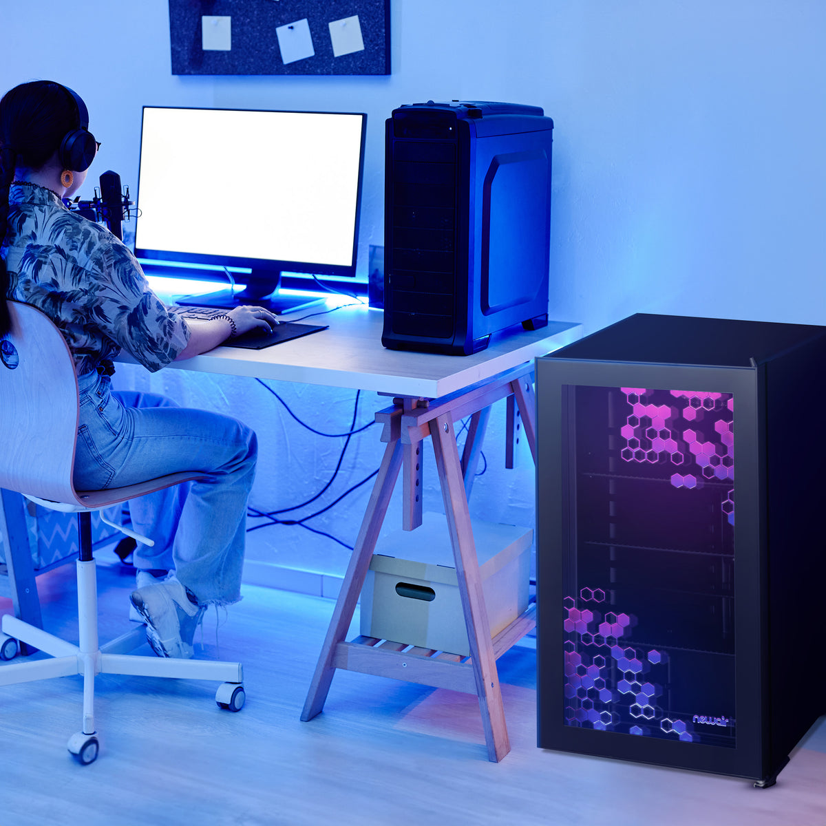 Newair® Prismatic™ Series Beverage Fridge with RGB HexaColor™ LED Lights