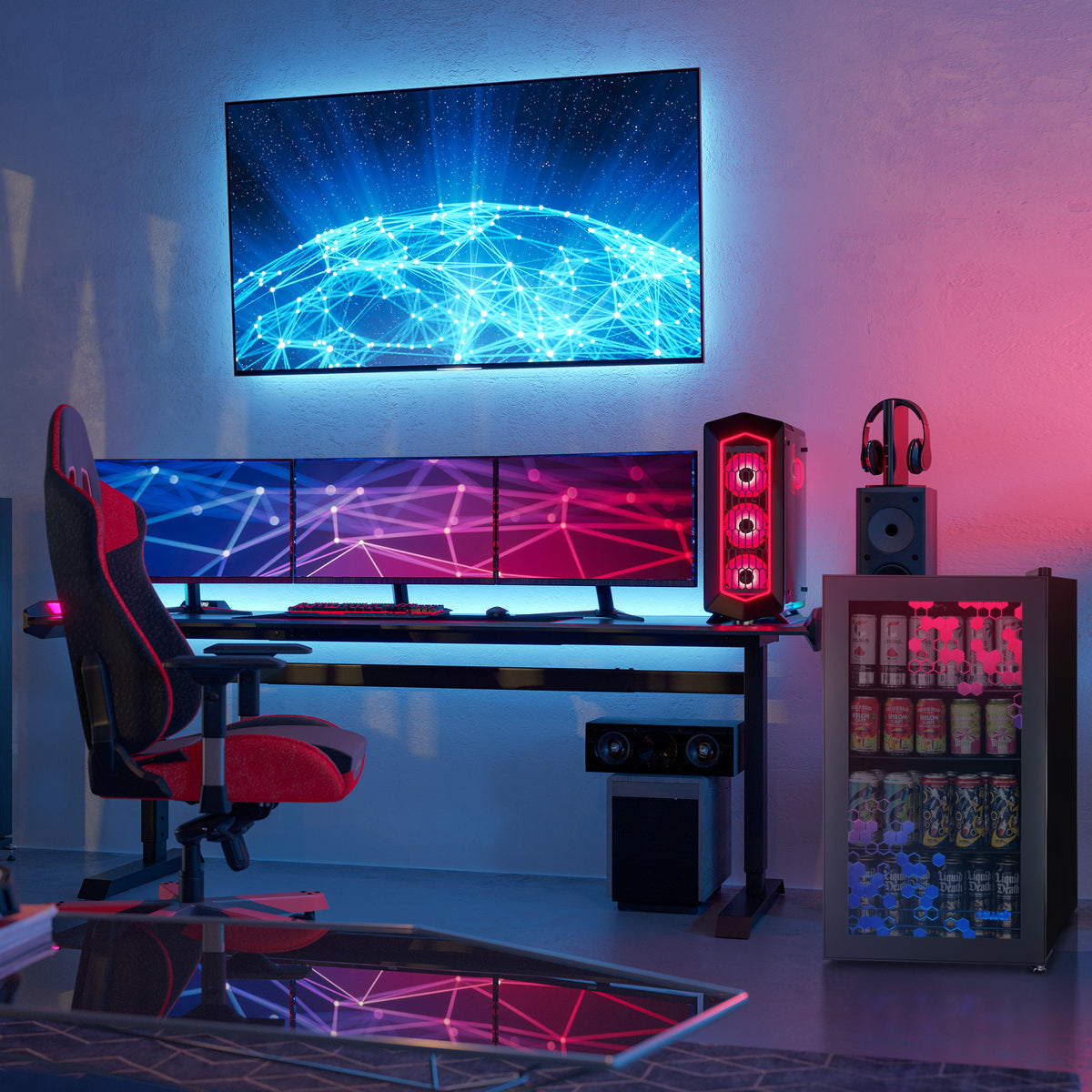 Newair® Prismatic™ Series Beverage Fridge with RGB HexaColor™ LED Lights