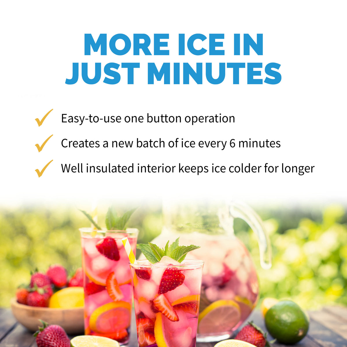Newair® Countertop Ice Maker. Bullet Ice, 50 lbs/day - White