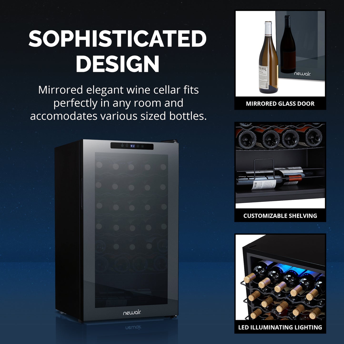 Newair® 34-Bottle 18.7" Black Freestanding Wine Fridge