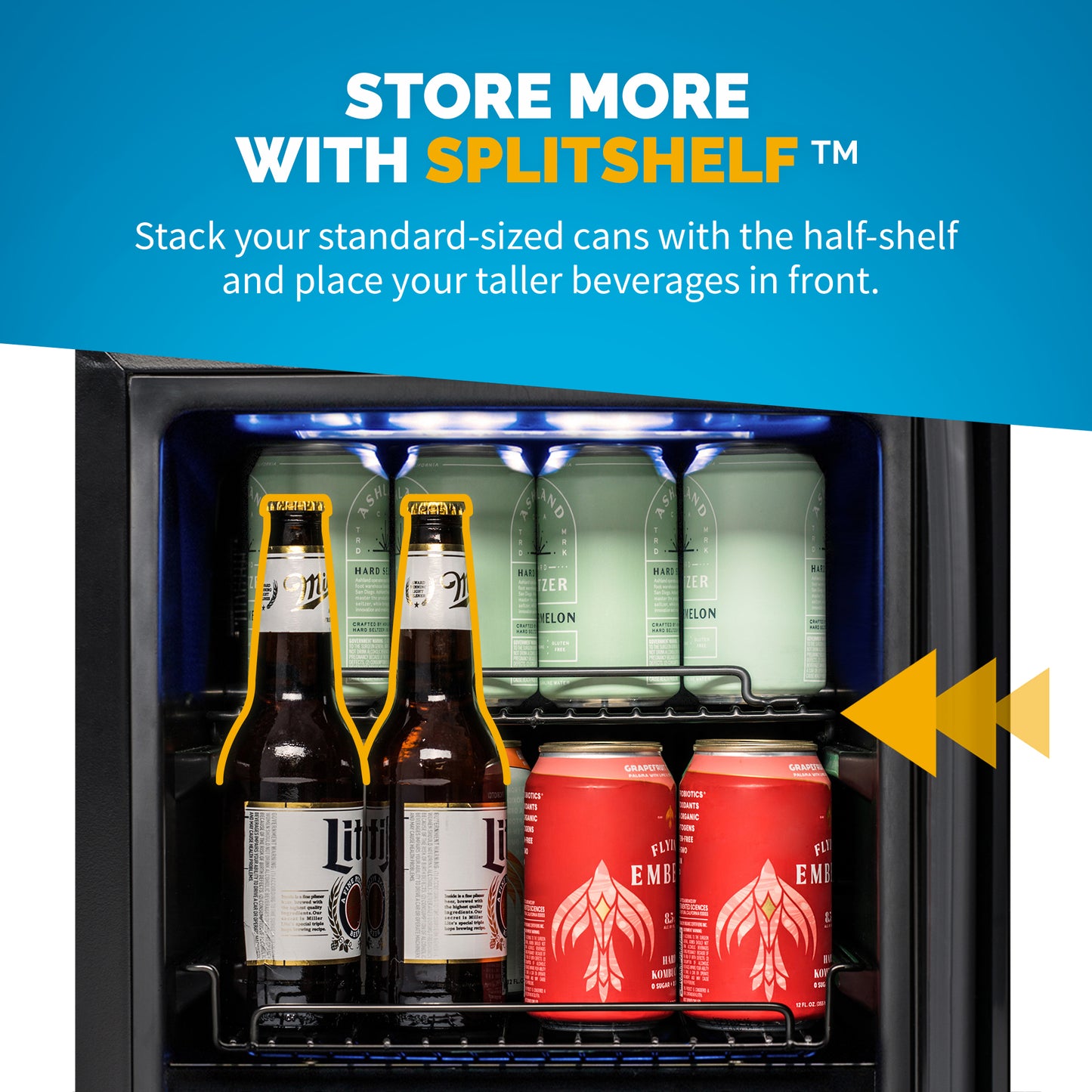 Newair® 48-Can, 13-Bottle Built-in Dual Zone Black Beverage Fridge - 15"