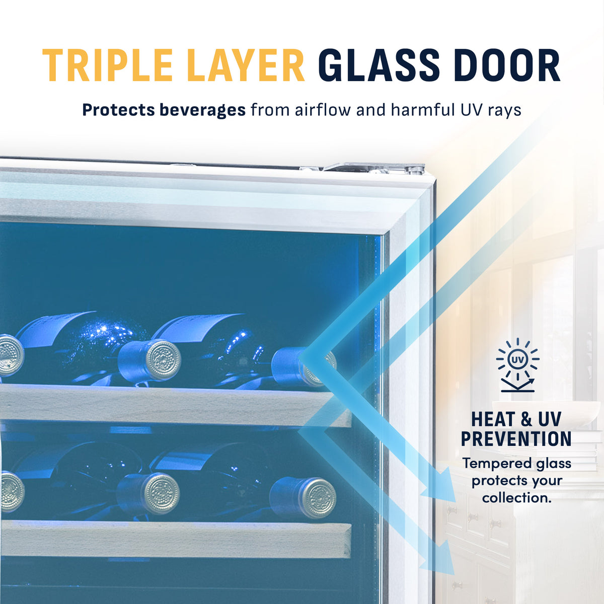 Newair® Premium 46-Bottle Built-In Dual Zone Wine Fridge in Stainless Steel -  23.5"