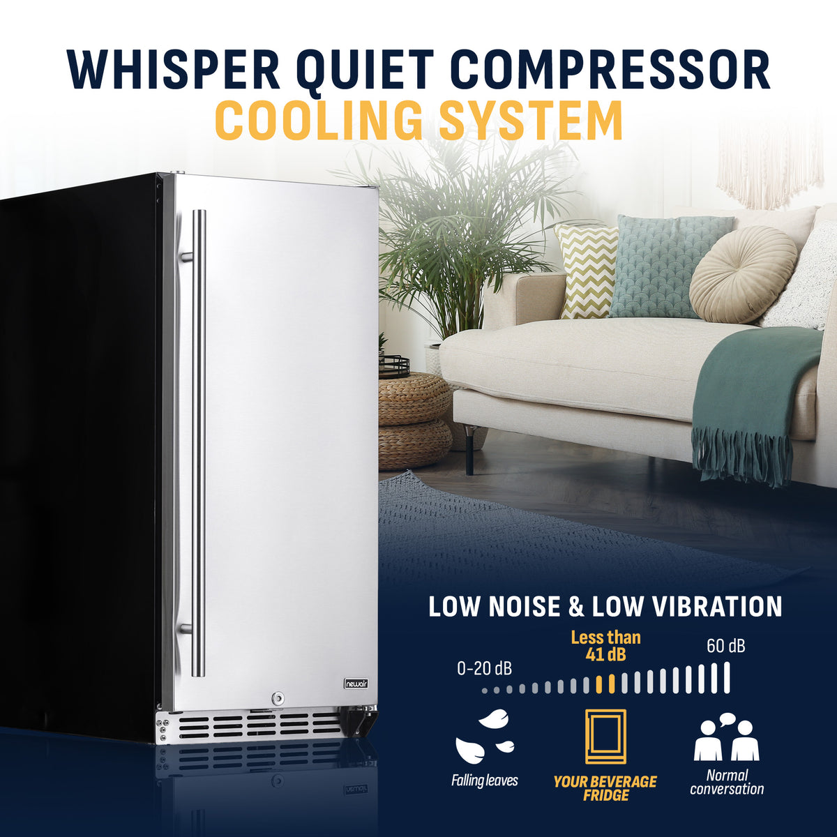 Newair® 90-Can Built-In/Freestanding Outdoor Beverage Fridge - 15