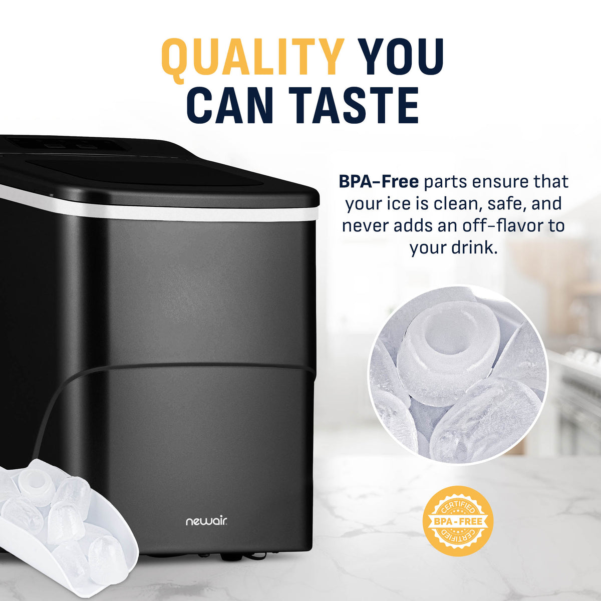 Newair® Countertop Bullet Ice Maker in Matte Black or Metallic Silver, 26 lbs/Day