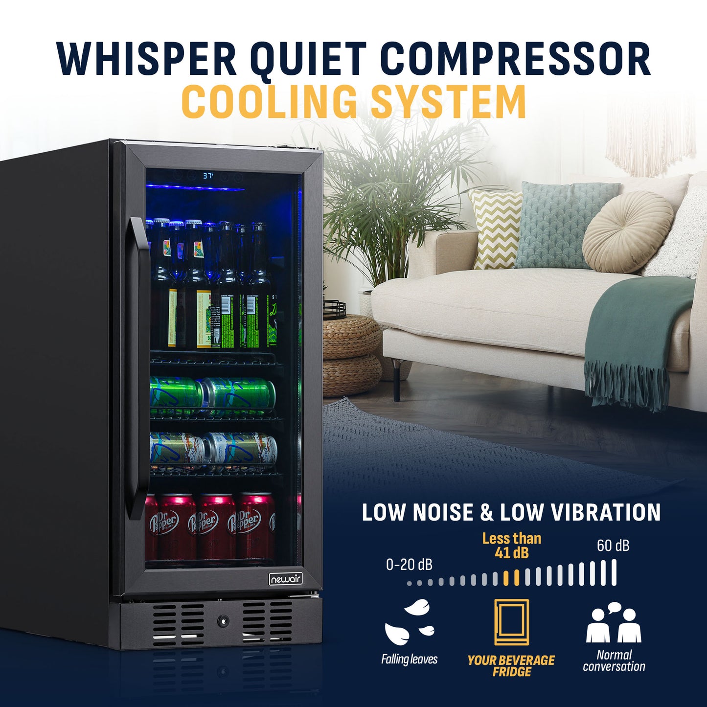 Newair® 96-Can Built-In Black Beverage Fridge - 15"