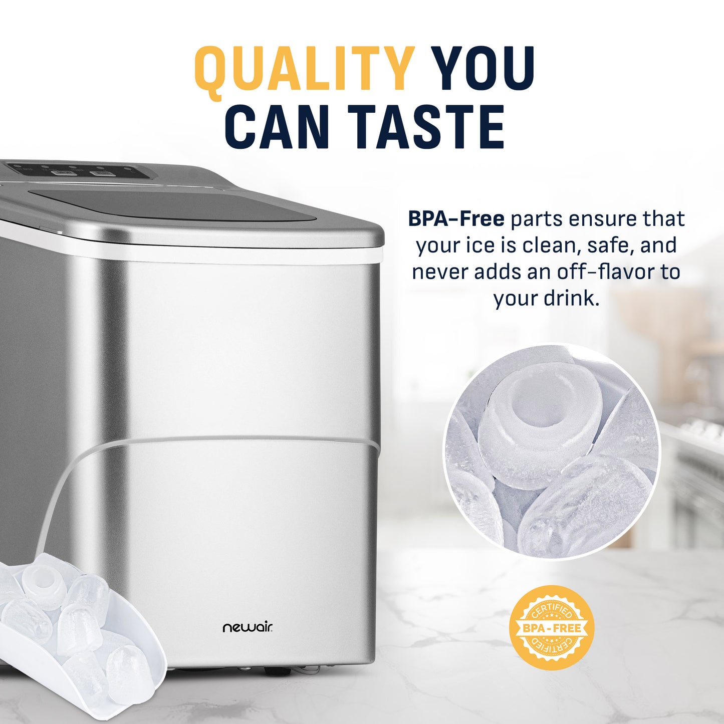 Newair® Countertop Bullet Ice Maker in Matte Black or Metallic Silver, 26 lbs/Day