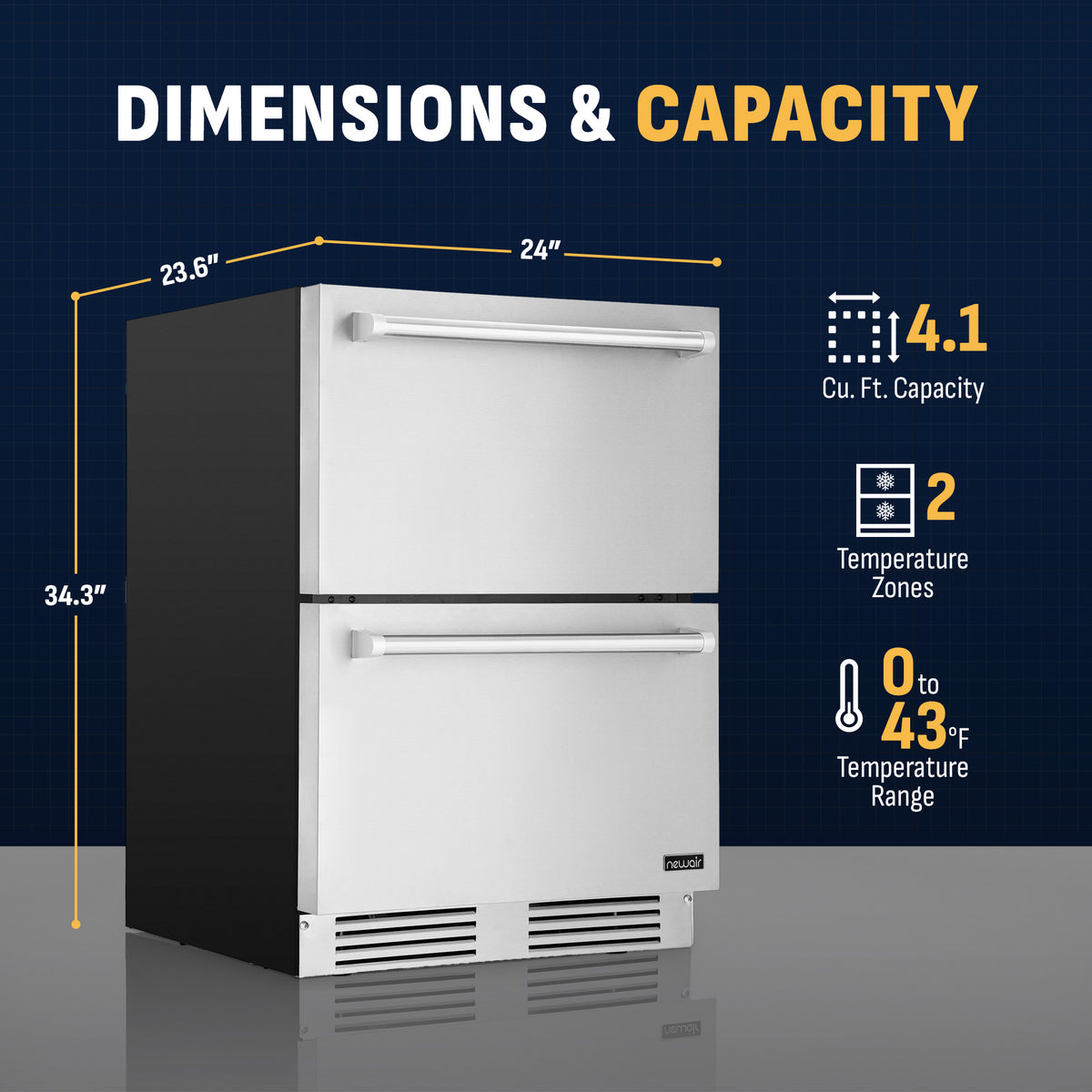 Newair® Undercounter Dual Zone Freezer & Refrigerator - 24"