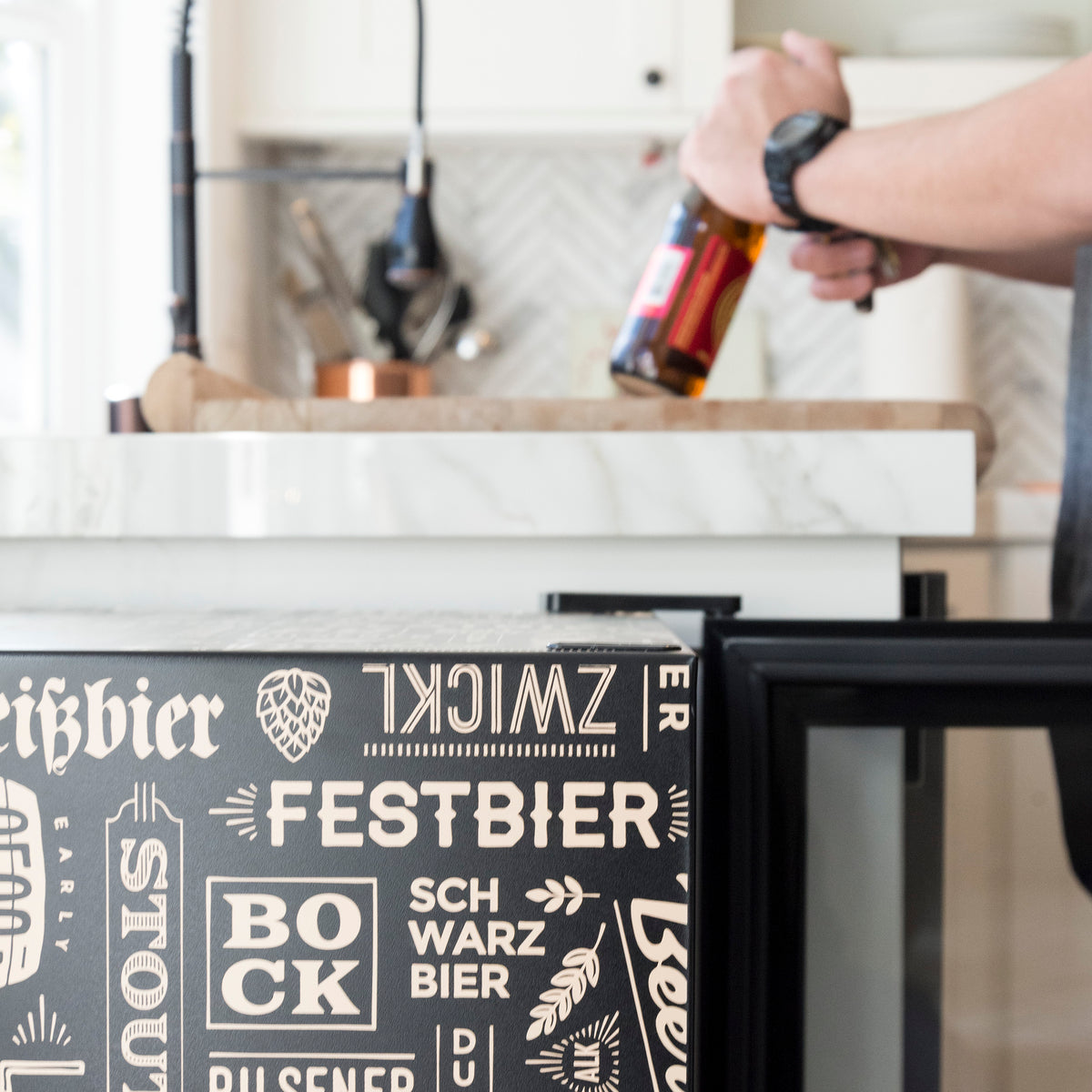 Newair® 126-Can Freestanding "Beers of the World" Beverage Fridge - 18.5"