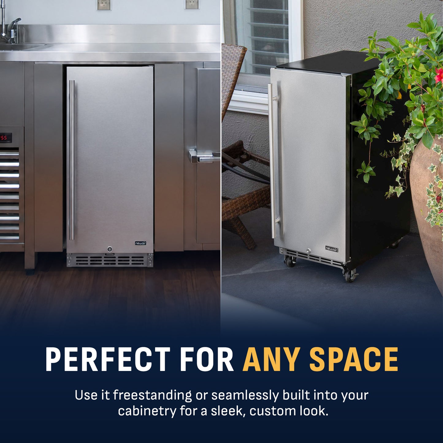 Newair® 90-Can Built-In/Freestanding Outdoor Beverage Fridge - 15