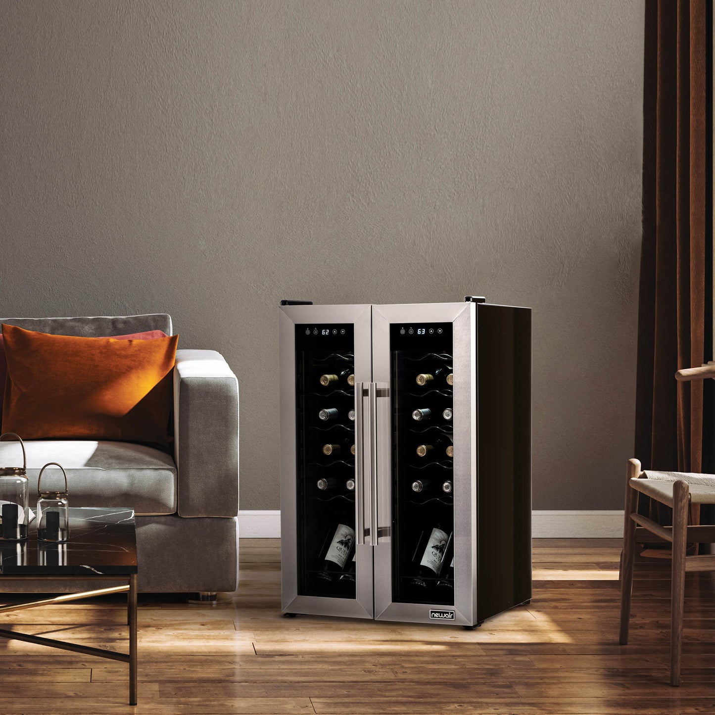 Newair® 24-Bottle 20" Stainless Steel Freestanding Dual Zone Wine Fridge