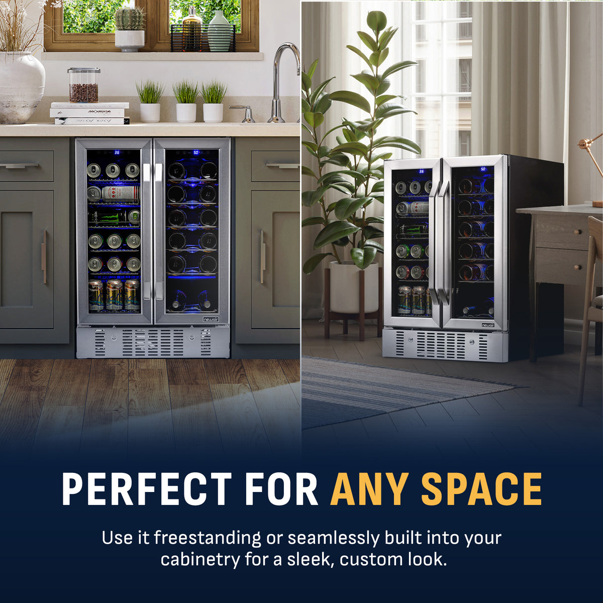 Newair® 24” Dual Zone Wine and Beverage Fridge in Stainless Steel