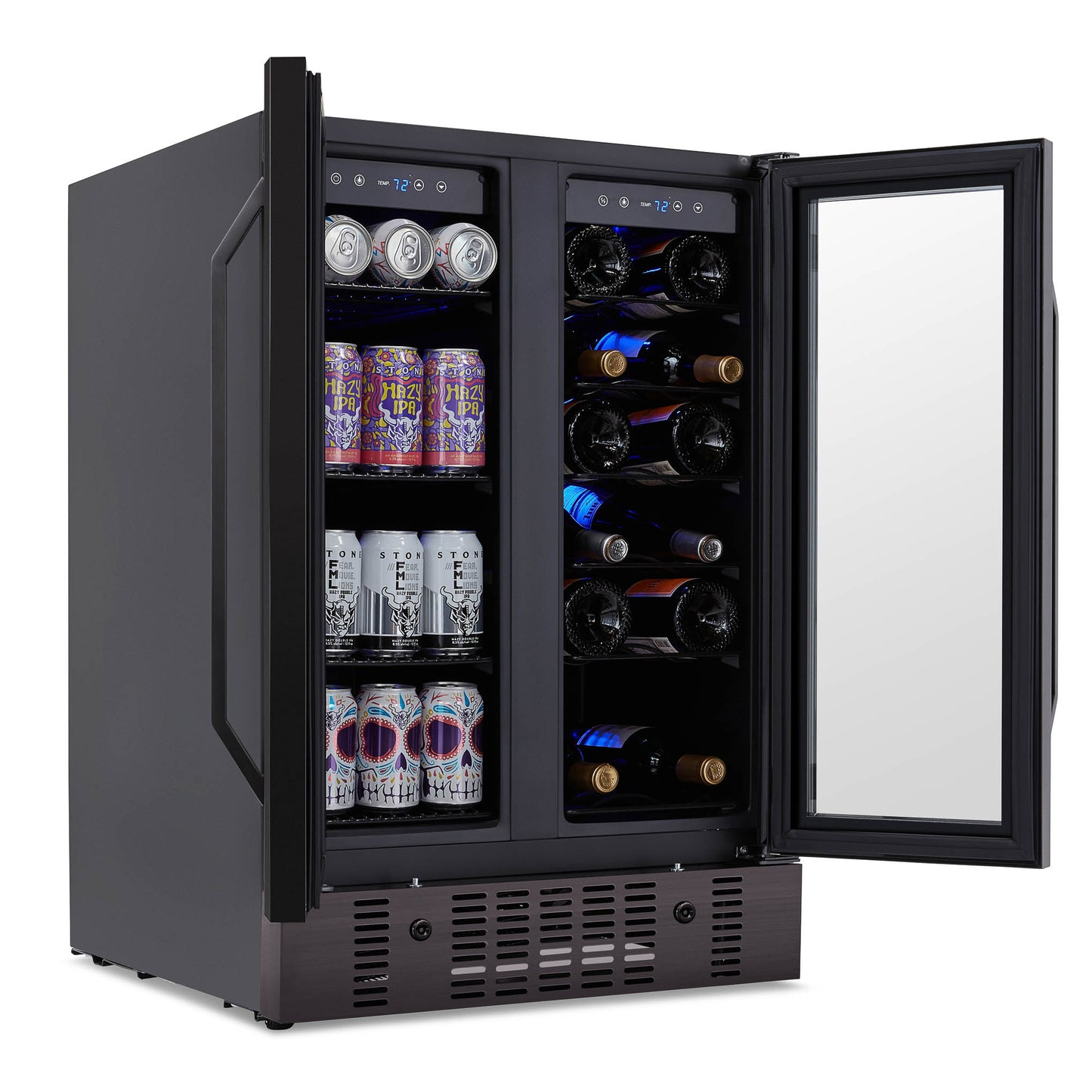 Newair® 24" Black Stainless Steel Dual Zone Wine and Beverage Fridge