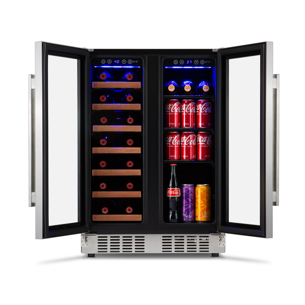 Newair® 24” Stainless Steel Dual-Zone Wine & Beverage Cooler, Built-In or Freestanding