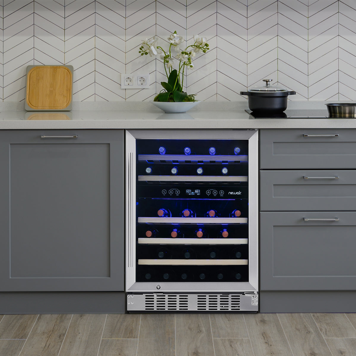 Newair® Premium 46-Bottle Built-In Dual Zone Wine Fridge in Stainless Steel -  23.5"