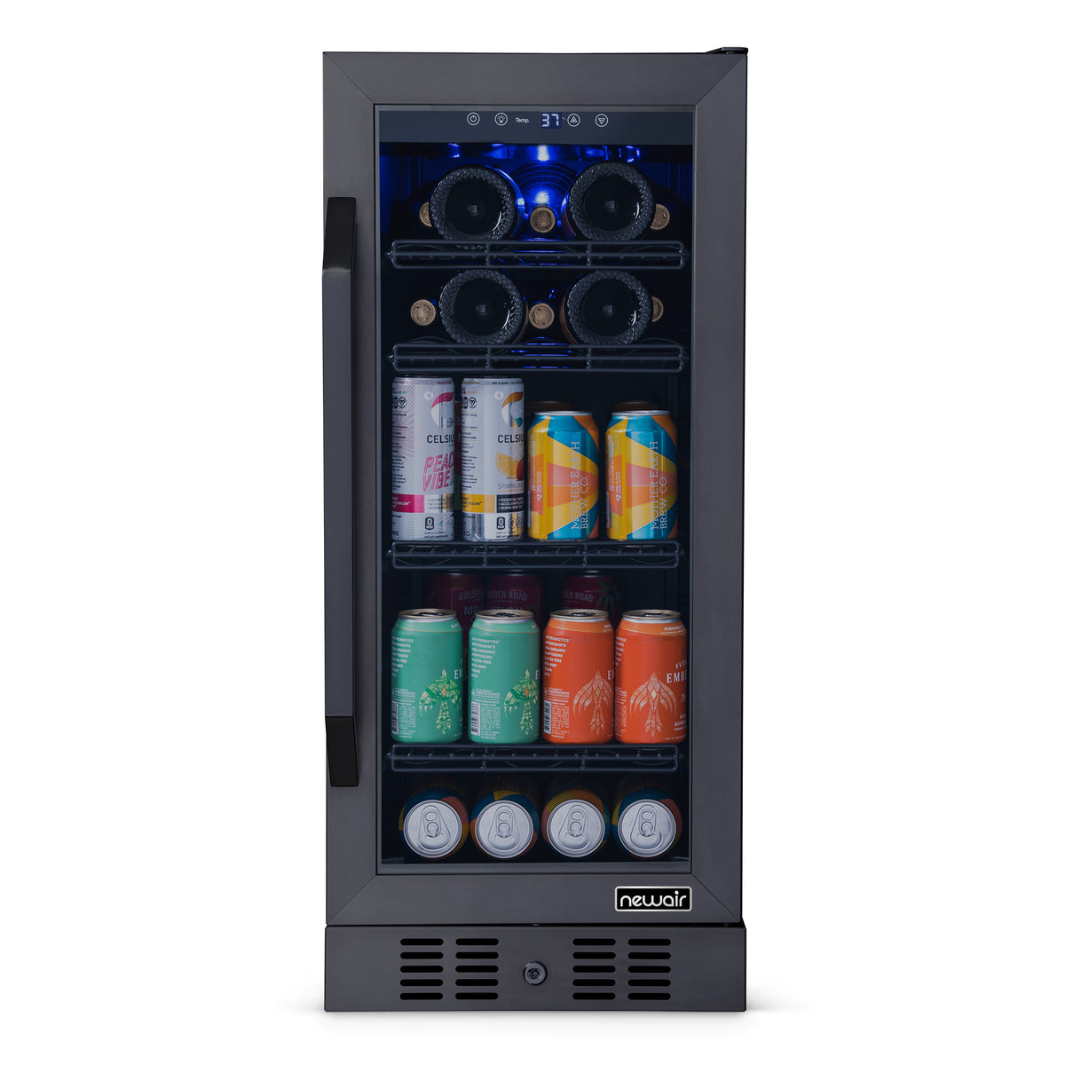Newair® 80-Can, 33-Bottle Built-in Black Beverage Fridge - 15"