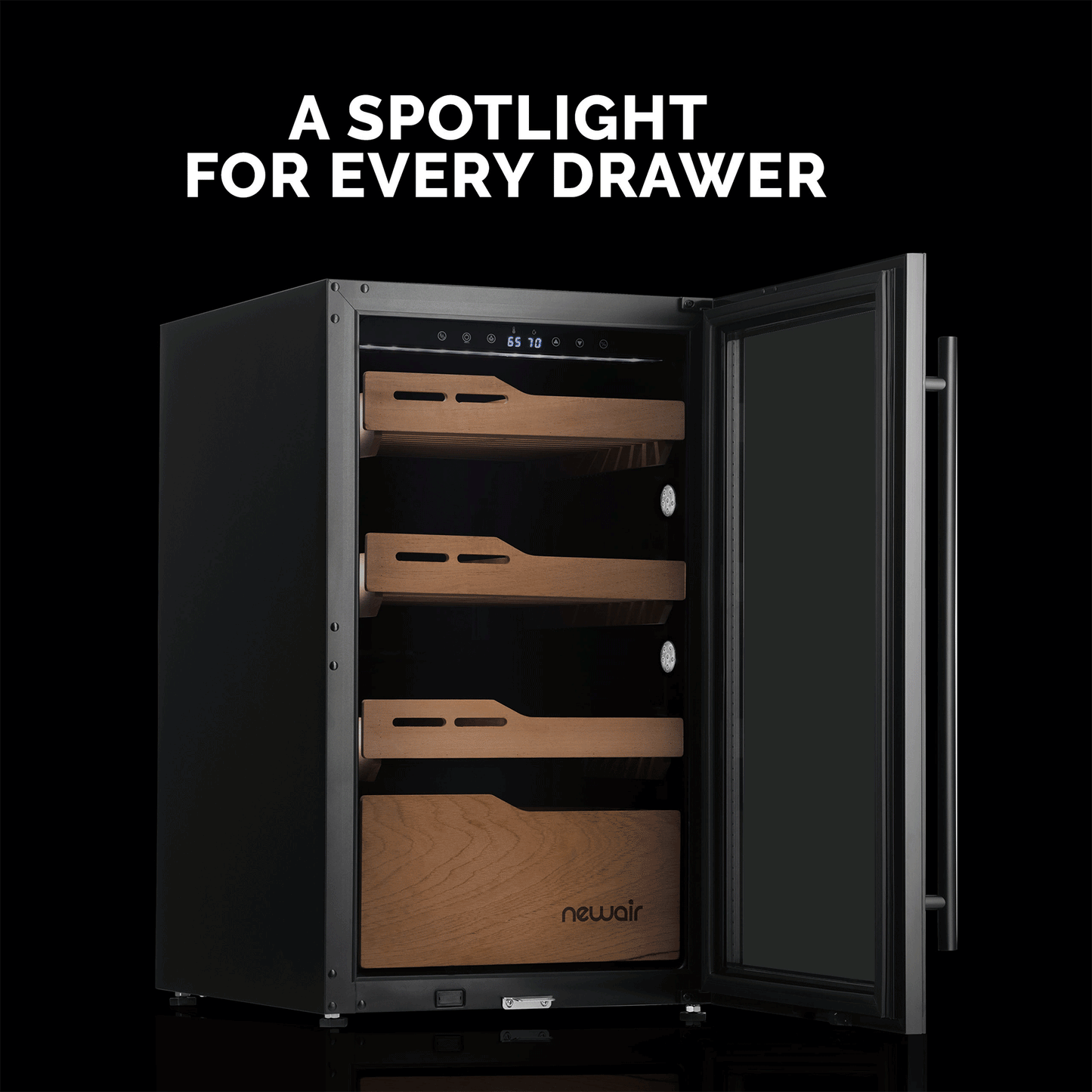 Newair® Electric Freestanding Cigar Humidor with Built-In Humidification System, 840-Count