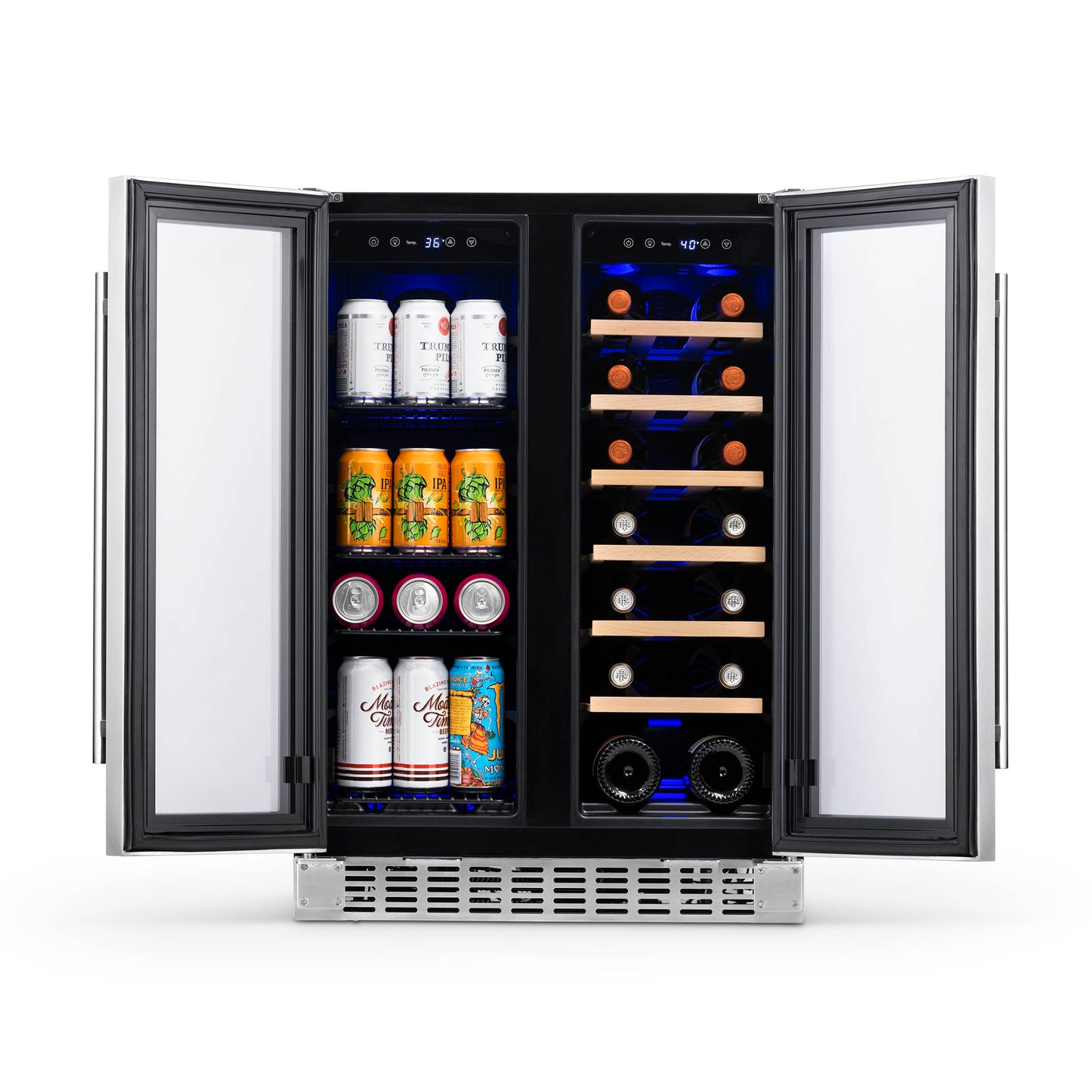 Newair® 58-Can, 18-Bottle Premium Built-in Dual Zone Beverage Fridge - 24"