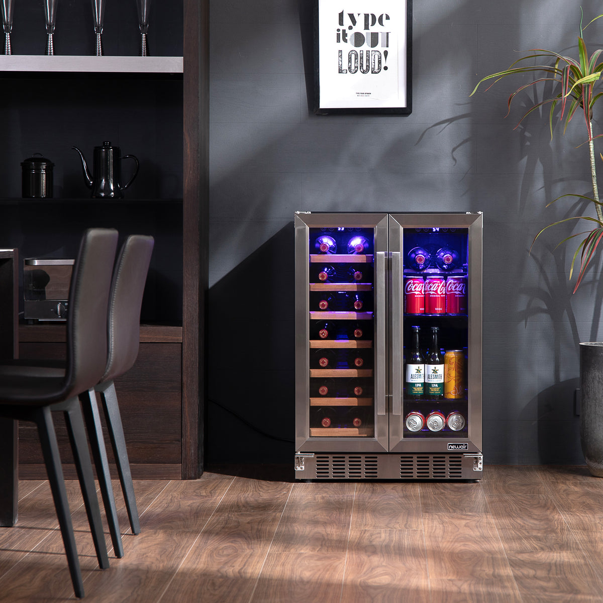 Newair® 24” Stainless Steel Dual-Zone Wine & Beverage Cooler, Built-In or Freestanding