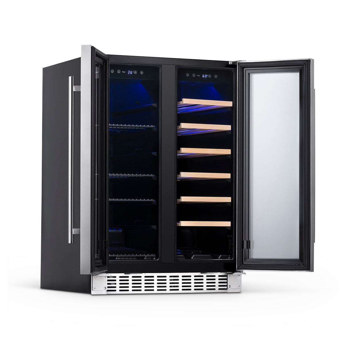 Newair® 58-Can, 18-Bottle Premium Built-in Dual Zone Beverage Fridge - 24"