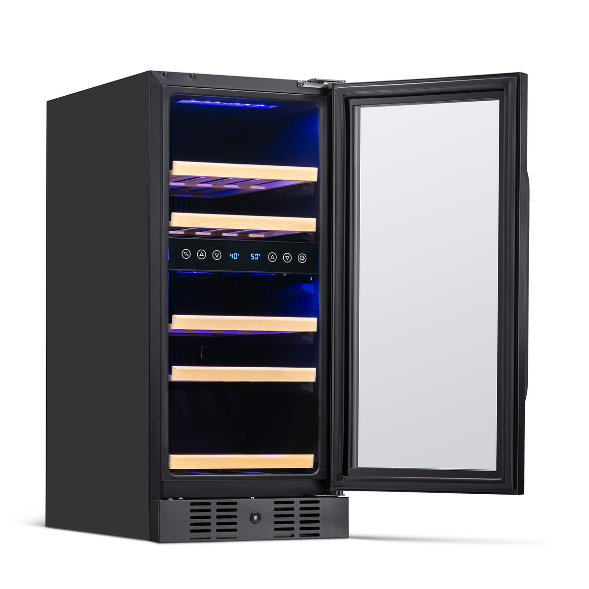 Newair® 29-Bottle 14.8" Black Built-In Dual Zone Wine Fridge