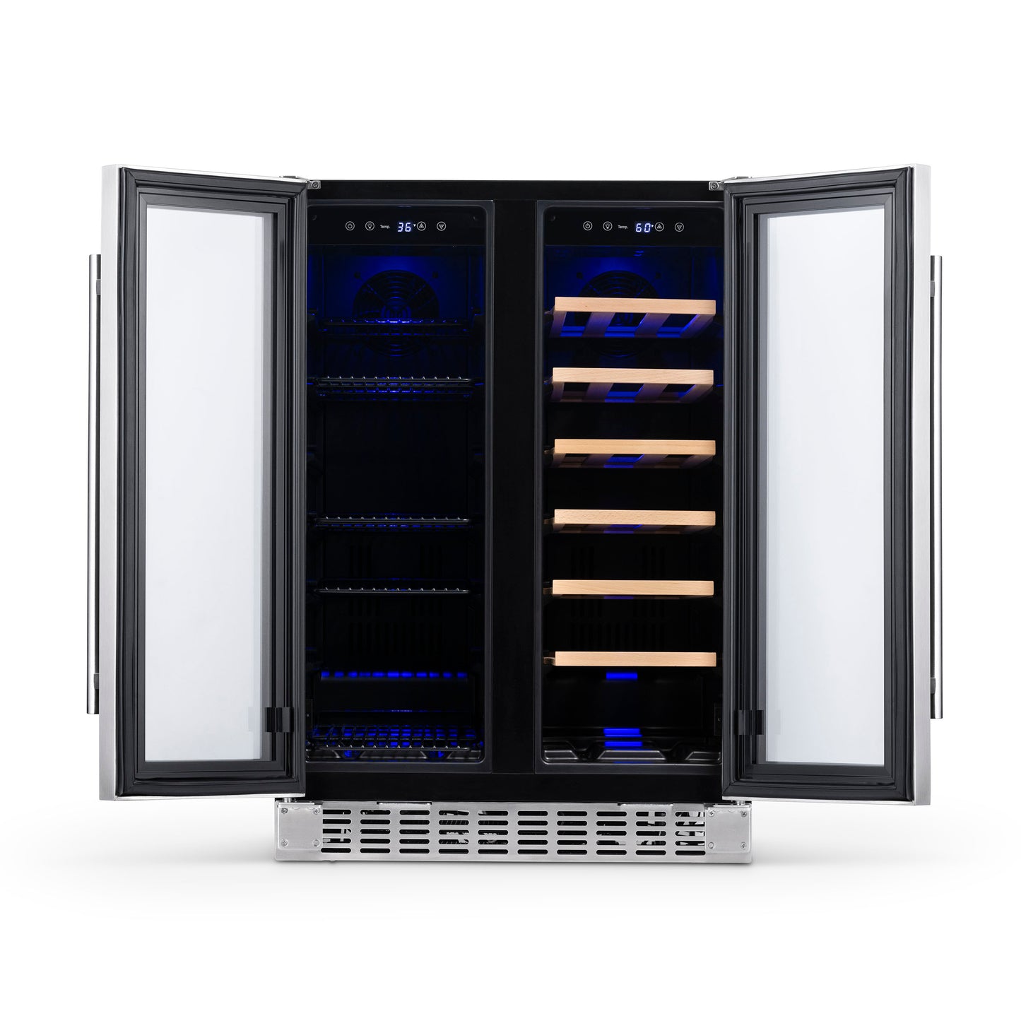 Newair® 58-Can, 18-Bottle Premium Built-in Dual Zone Beverage Fridge - 24"