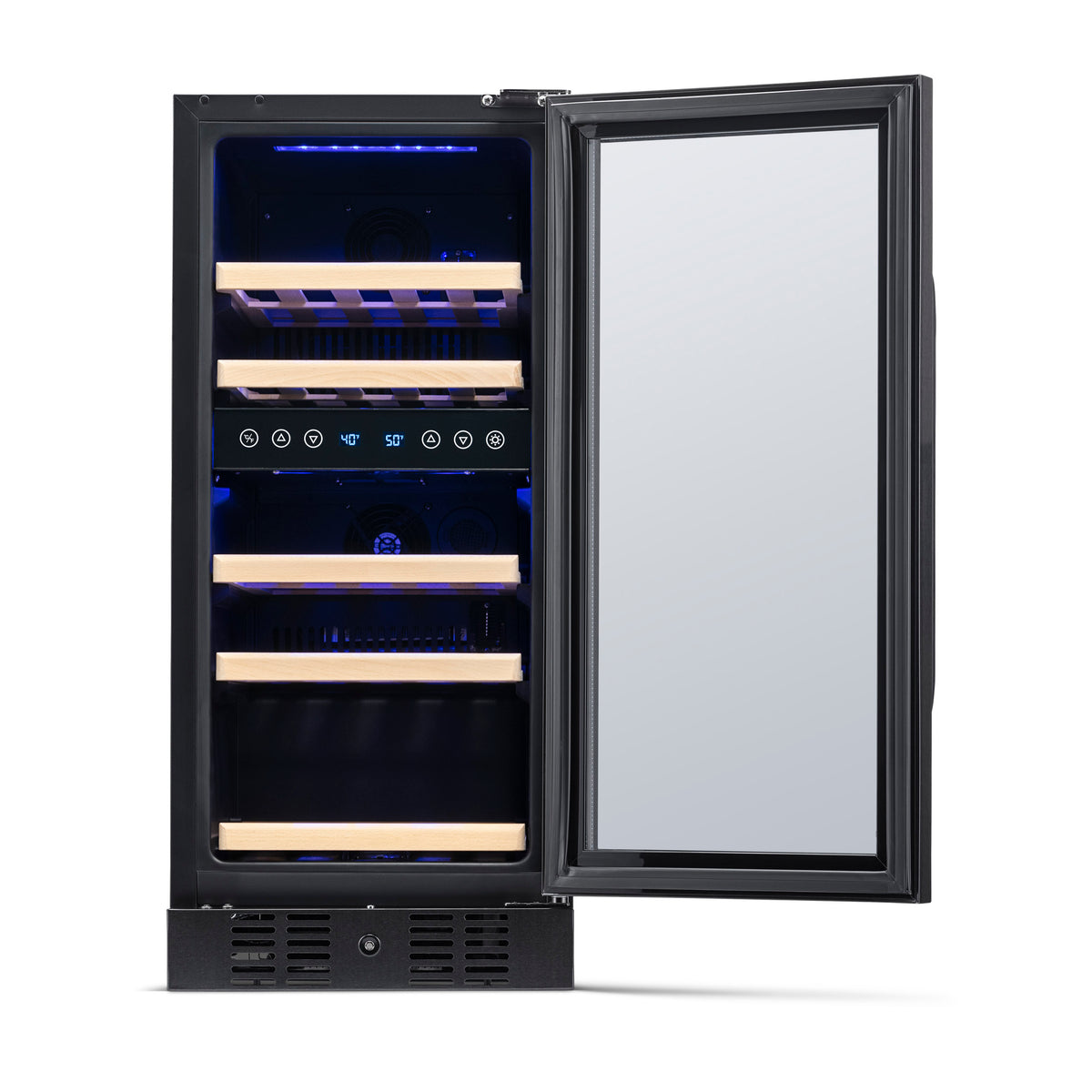 Newair® 29-Bottle 14.8" Black Built-In Dual Zone Wine Fridge