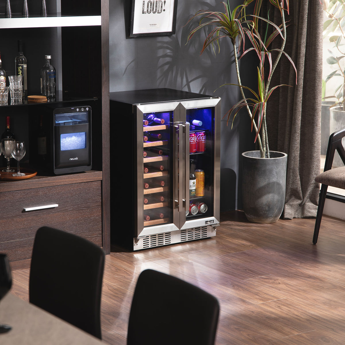 Newair® 24” Stainless Steel Dual-Zone Wine & Beverage Cooler, Built-In or Freestanding