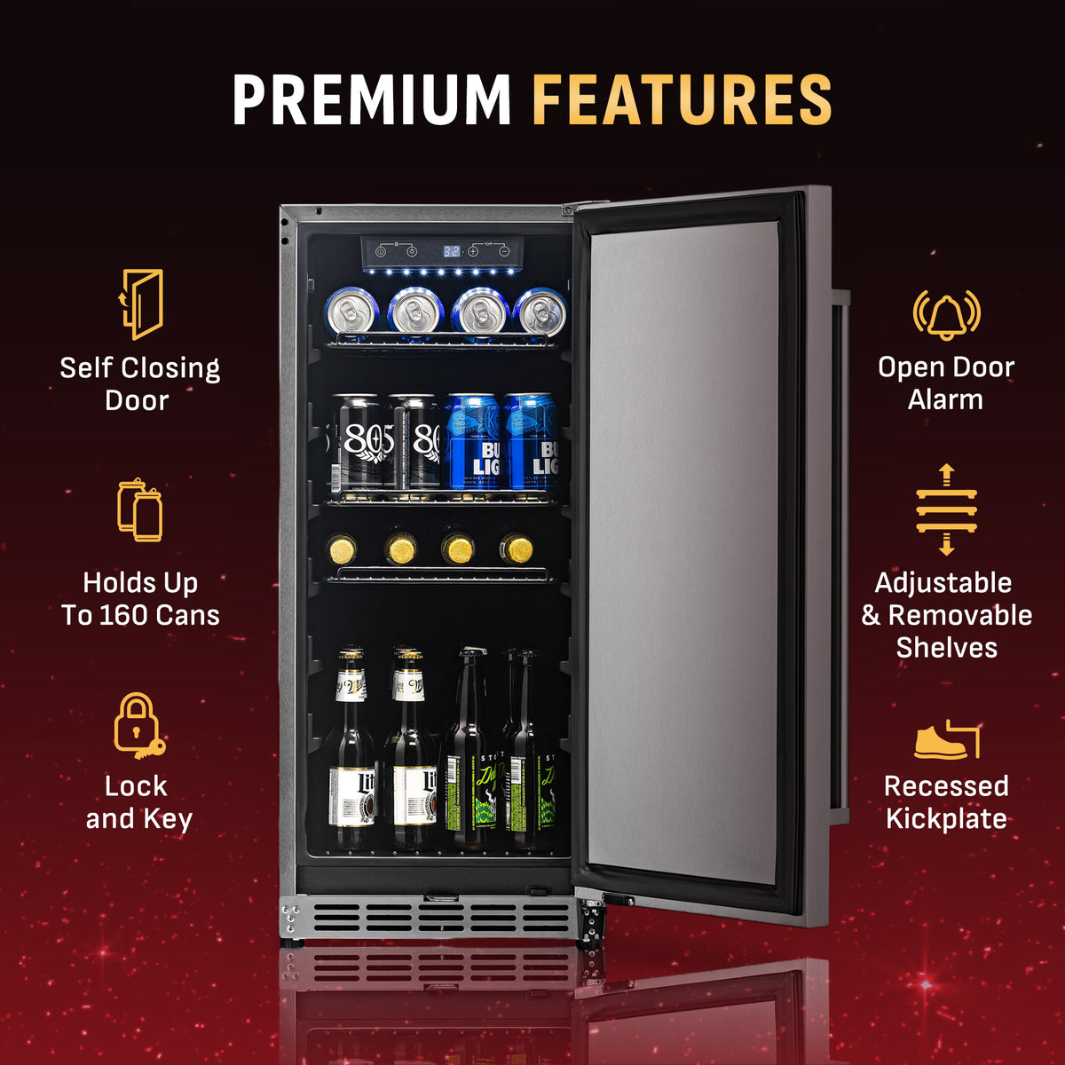 Newair® 15" 3.2 Cu. Ft. Commercial Built-In Stainless Steel Beverage Fridge -15"