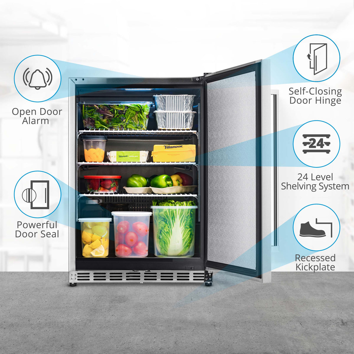 Newair® 24" 5.3 Cu. Ft. Commercial Built-In Stainless Steel Beverage Fridge - 23.6"