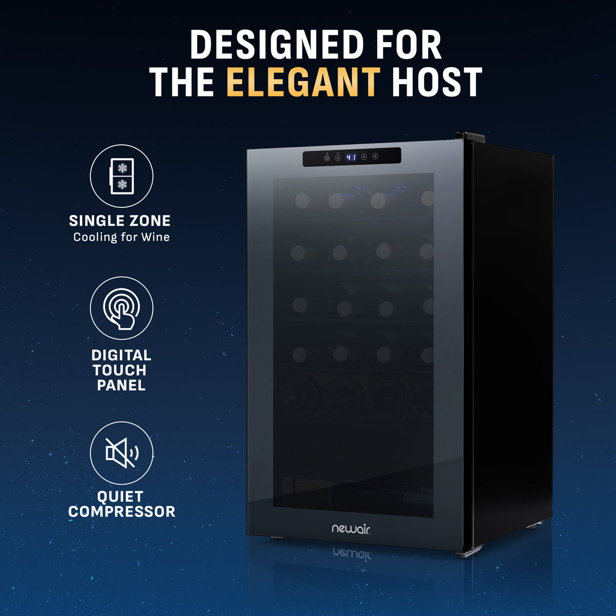 Newair® 24-Bottle 16.9" Shadowᵀᴹ Series Freestanding Wine Fridge