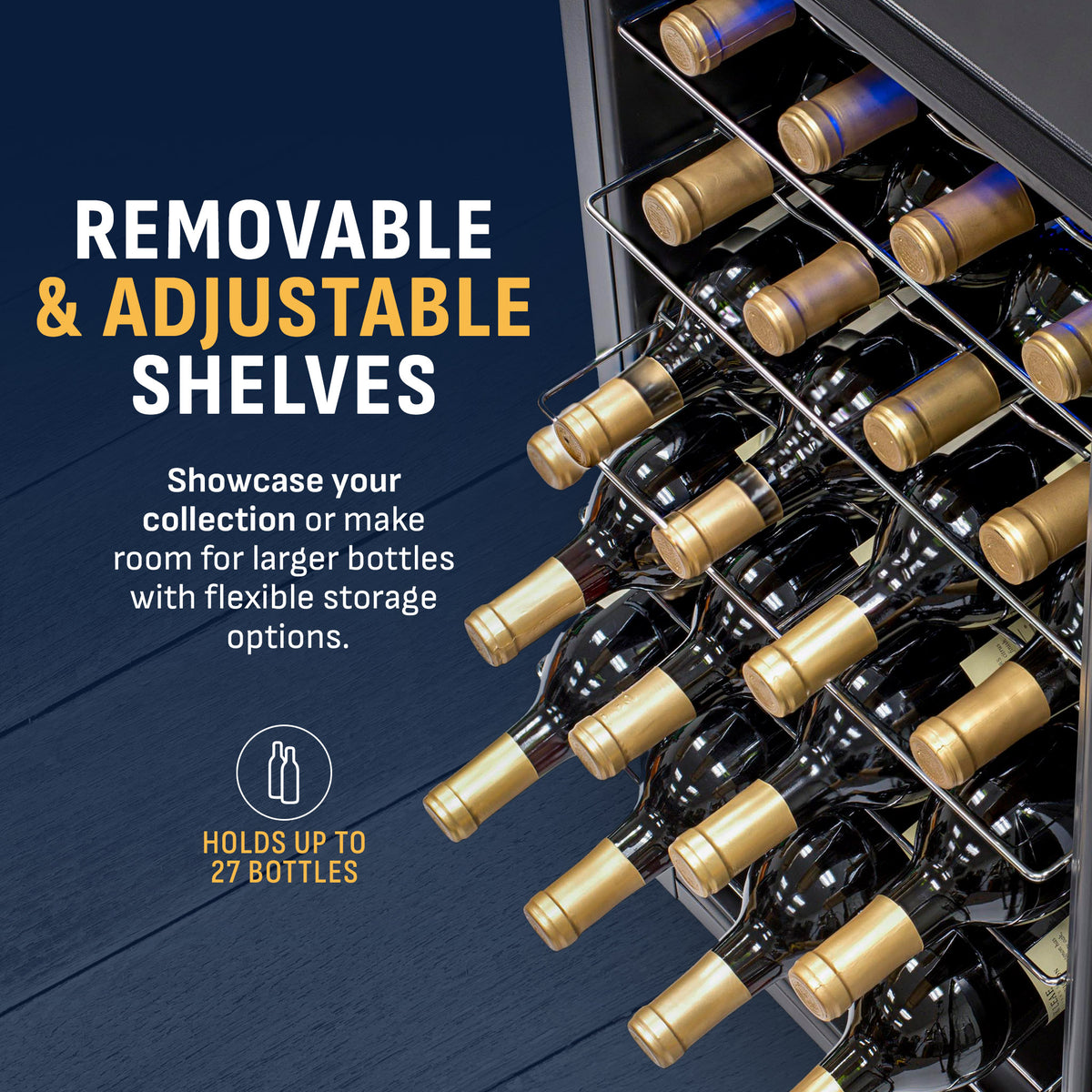 Newair® 27-Bottle 16.9" Stainless Steel Freestanding Wine Fridge