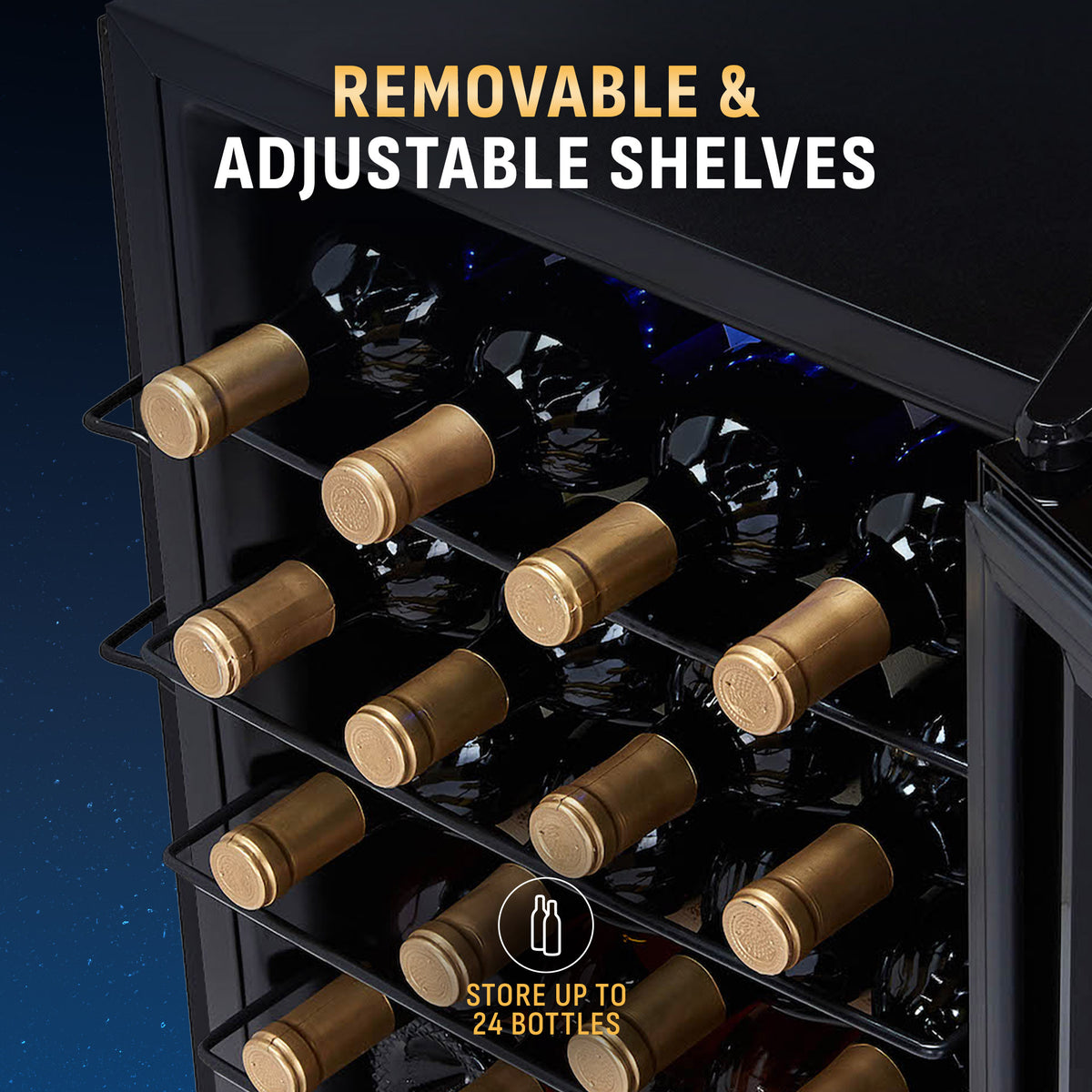 Newair® 24-Bottle 16.9" Shadowᵀᴹ Series Freestanding Wine Fridge