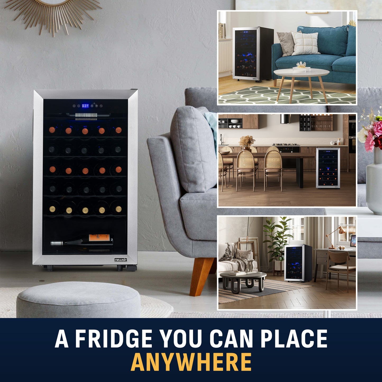 Newair® 33-Bottle 18.9" Stainless Steel Freestanding Wine Fridge