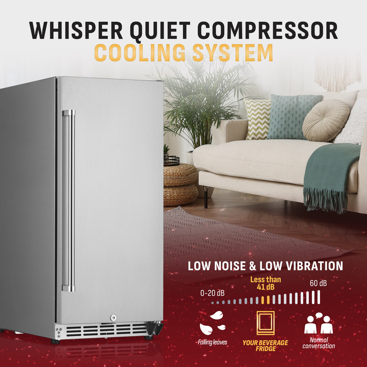 Newair® 15" 3.2 Cu. Ft. Commercial Built-In Stainless Steel Beverage Fridge -15"
