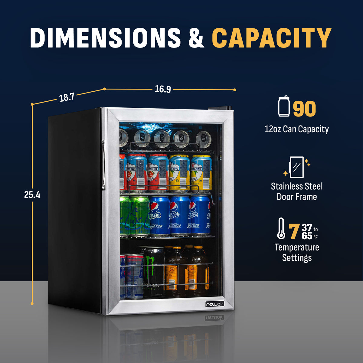 Newair® 90-Can Freestanding Stainless Steel Beverage Fridge -17"