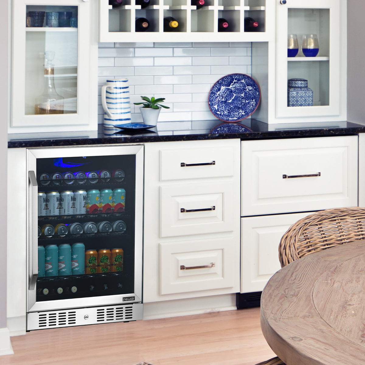 Newair® 177-Can Built-In or Freestanding Stainless Steel Beverage Fridge - 24"