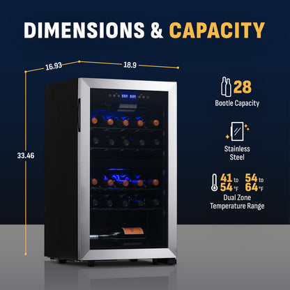 newair®-28-bottle-18-9-stainless-steel-freestanding-dual-zone-wine-fridge