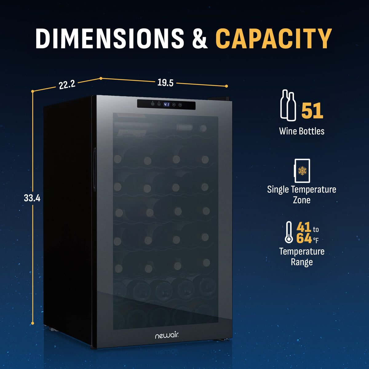 Newair® 51-Bottle 19.5" Black Freestanding Wine Fridge