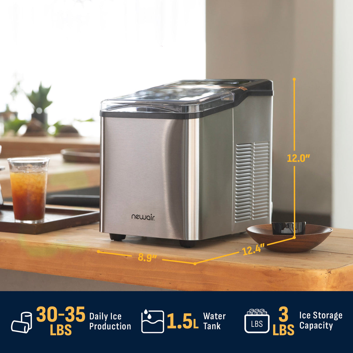 Newair Nugget Ice Maker Countertop, 30-35 lbs in 24 hours