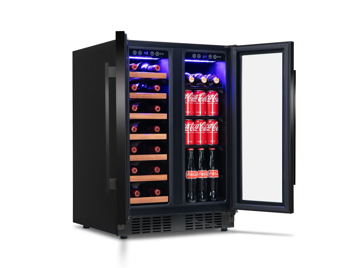 Dual zone fridge with opened doors