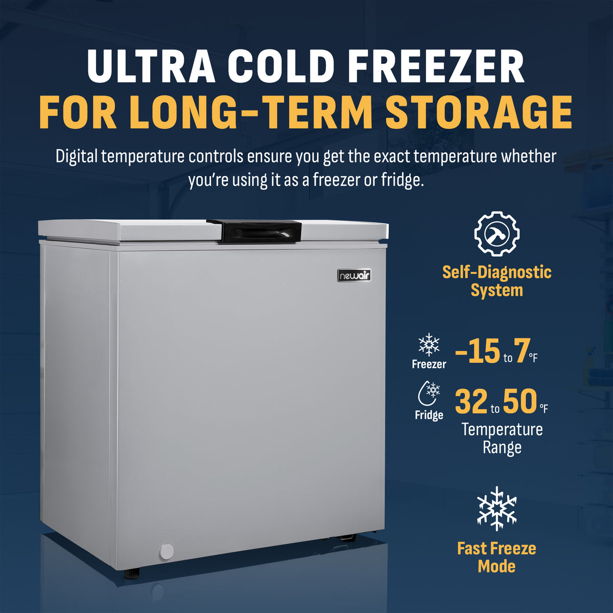 Newair® Mini Deep Chest Freezer, 5 Cu. Ft. - Cool Gray