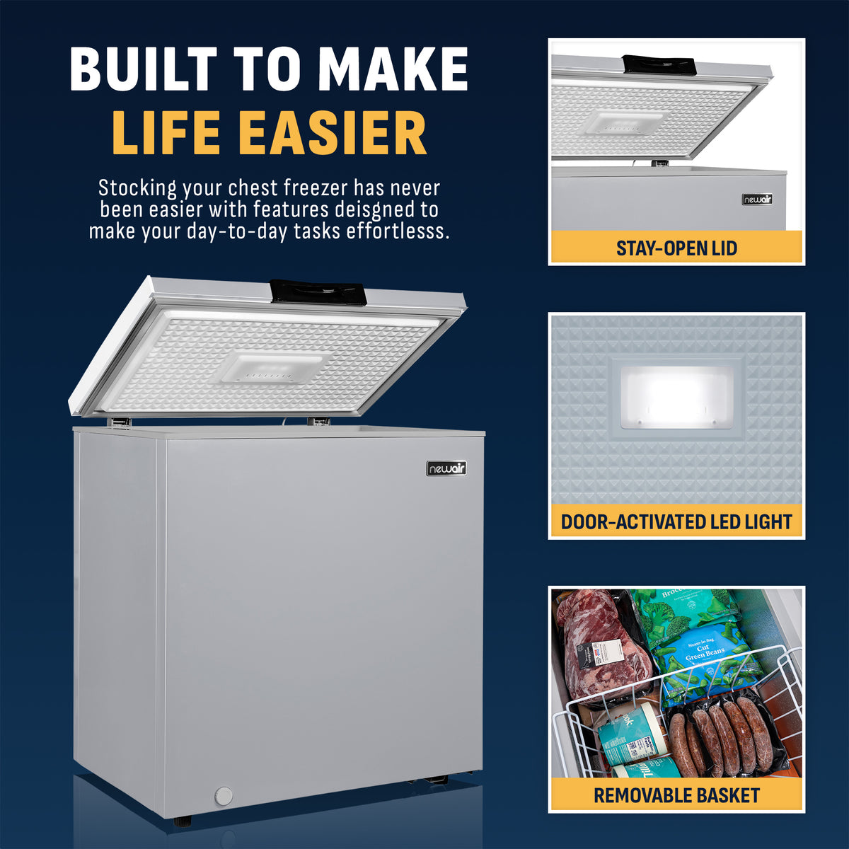 Newair® Mini Deep Chest Freezer, 5 Cu. Ft. - Cool Gray