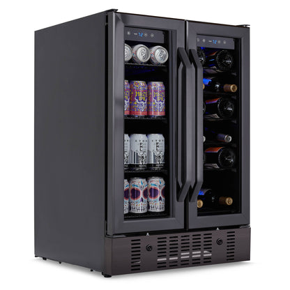 newair-24-built-in-dual-zone-18-bottle-and-58-can-wine-and-beverage-refrigerator-and-cooler-in-black-stainless-steel-with-french-doors-and-adjustable-shelves-beverage-fridge